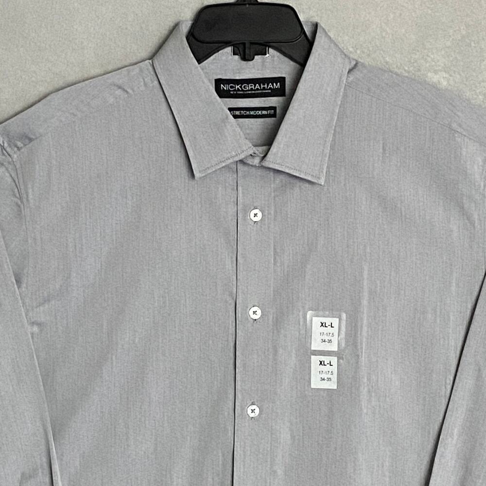 Nick Graham Men's 15.5 32/33 Modern Fit Dress Shirt Grey NEW - Picture 3 of 11